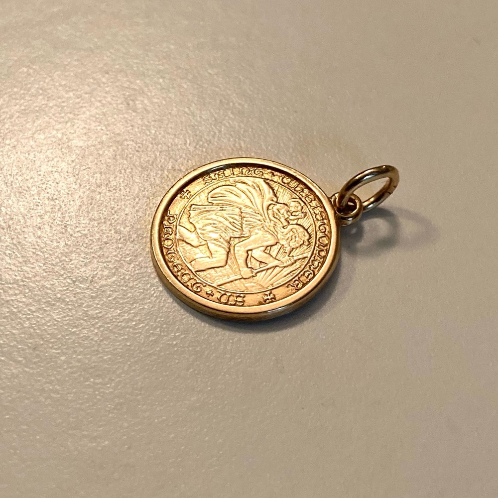 VINTAGE SOLID GOLD SAINT CHRISTOPHER MEDAL